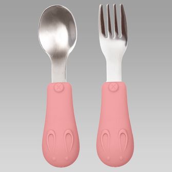 Kit Talheres Cabo em Silicone  Rosa - 15820