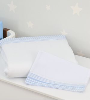 Colchonete Para Carrinho Com Fronha Xadrez Azul