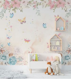 Papel de Parede Encanto Flores e Borboletas 4,00 x 2,70 - 1851