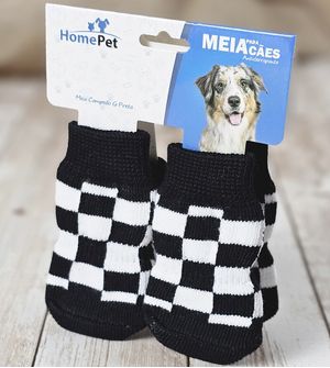 Meia para Cães com 2 pares Campeão HomePet Preta - M