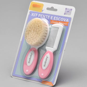 Kit Escova e Pente - 1228 Rosa - 1228R