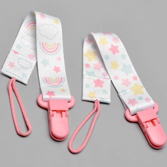 Prendedor de Chupeta Estrela com 2 Unidades Rosa - 14498