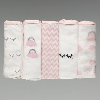 Kit Fralda Bordada e Estampada 5 Unidades - 1229