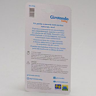 Kit Pente E Escova com Cerdas Naturais Azul