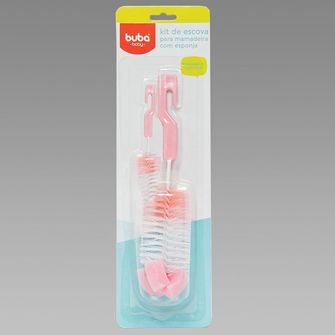Kit Escova para Mamadeira com Esponja Rosa - 5415