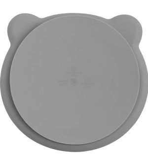 Prato em Silicone Ursinho com Ventosa Freso Baby Cinza - ALCH5008