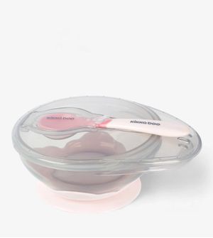 Prato Bowl com Colher e Tampa Rosa - Kikka boo