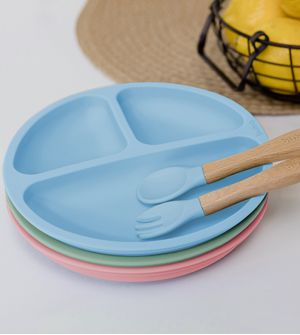 Prato Com Ventosa em Silicone  Azul - 15630