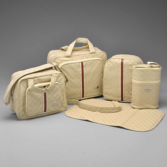 Kit Bolsa Com Trocador Xadrez Bege - 102K5