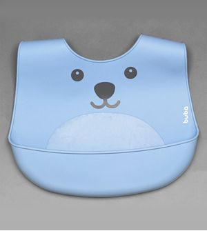 Babador de Silicone com Pega Migalhas - Gumy Azul Azul