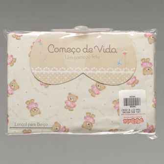 Jogo de Lençol para Berço em Malha Petit Rosa