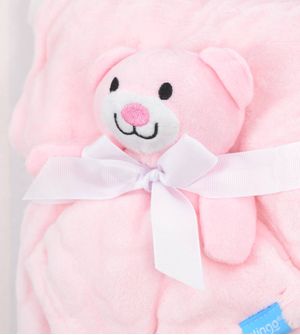 Kit Naninha Urso e Cobertor Conforto Clingo Rosa