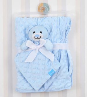 Kit Naninha Urso e Cobertor Conforto Clingo Azul