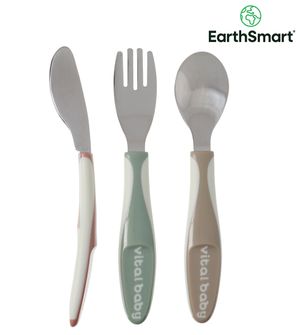 Kit Talheres Ponta em Inox com 3 unidades Vital Baby