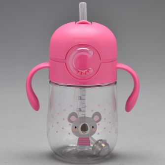 Copo de Tritan com Canudo 300ml Rosa - C5002