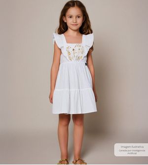 Vestido Flores Branco - 37643