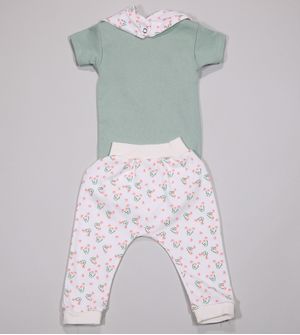 Conjunto Body Com Babador Floral - 10683