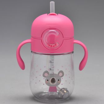 Copo de Tritan com Canudo 300ml Rosa - C5002