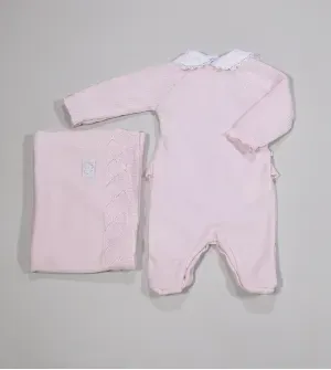 Saída Maternidade Tricot Com Manta Corações