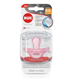 Chupeta Recém Nascido 100% Silicone Sensitive 0 a 6 meses NUK - Rosa