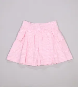 Saia Short Flanela Xadrez Pregas e Bolsos