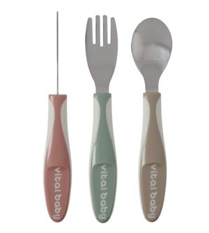 Kit Talheres Ponta em Inox com 3 unidades Vital Baby