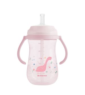 Copo com Canudo Dino World 300ml Rosa - Kikka boo