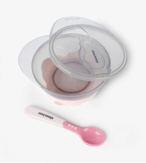 Prato Bowl com Colher e Tampa Rosa - Kikka boo