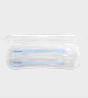 Kit Colheres de Silicone com Estojo 2 unidades Azul - Kikka boo