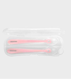Kit Colheres de Silicone com Estojo 2 unidades Rosa - Kikka boo