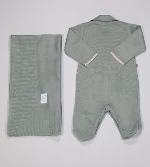 Saída Maternidade Tricot Com Manta