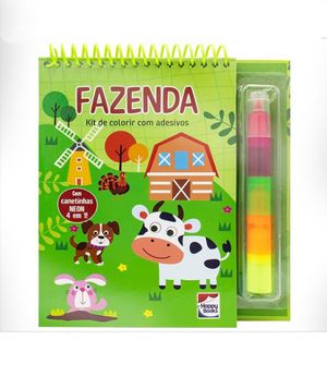 Kit Colorir Com Canetinha e Adesivos Fazenda