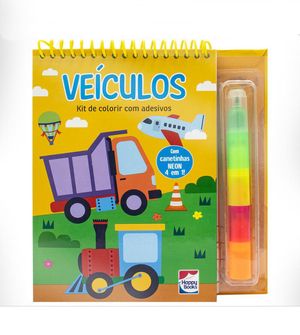 Kit Colorir Com Canetinha e Adesivos Veículos