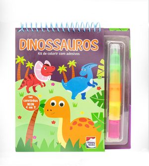 Kit Colorir Com Canetinha e Adesivos Dinossauros