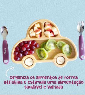 Prato Bamboo com Divisórias Carrinho - 3562