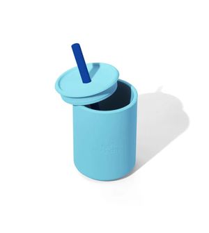 Mini Copo de Silicone com Canudo 177ml Azul - Avanchy