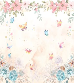 Papel de Parede Encanto Flores e Borboletas 3,00 x 2,70 - 1851