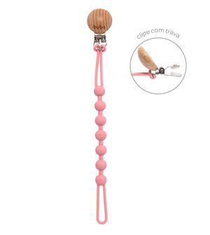 Prendedor de Chupeta Silicone Rosa - 18668