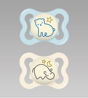 Chupeta Supreme Night 0 à 6 meses com 2 unidades Azul/Bege - CH91221