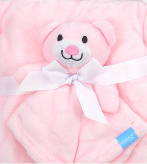 Kit Naninha Urso e Cobertor Conforto Clingo Rosa