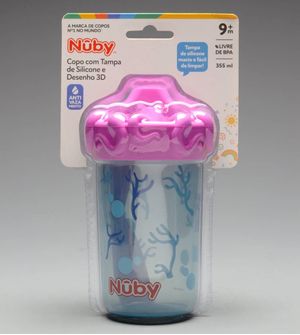 Copo com Tampa 3D em Silicone 355ml - NB10748 Rosa