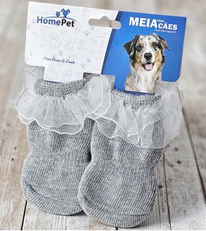 Meia para Cães com 2 pares Disco HomePet Cinza - M