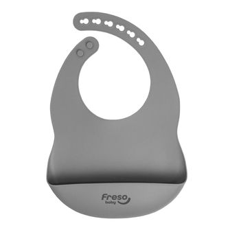 Babador em Silicone com Bolso Freso Baby Cinza - ALCH5019