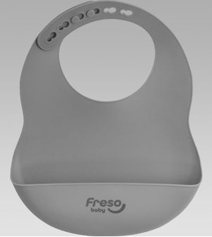 Babador em Silicone com Bolso Freso Baby Cinza - ALCH5019