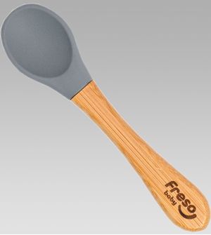 Colher de Bamboo e Silicone Freso Baby Cinza - ALCH5013