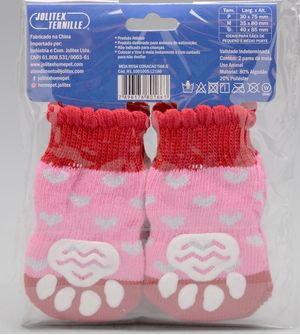 Meia para Cães com 2 pares Corações HomePet Rosa - M