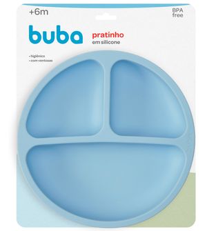 Prato Com Ventosa em Silicone  Azul - 15630