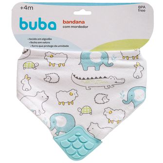 Babador Bandana com Mordedor Animais Azul - 15284 Animais Azul - 15284