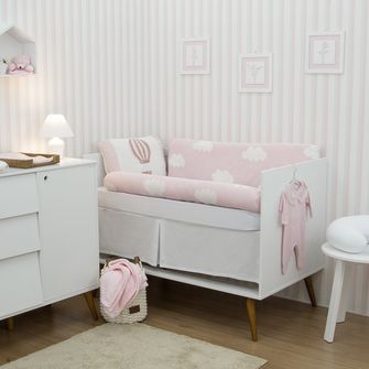 Kit Berço Tricô Balão Rosa com 4 peças