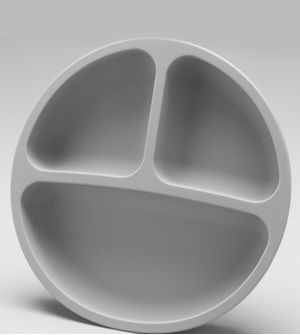 Prato com Divisória em Silicone - 1134 Cinza